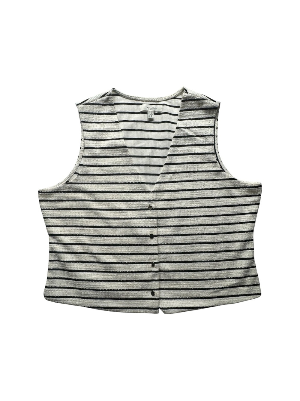 Haver & Blair London Striped Knit Vest Women’s XL Black White Button Front